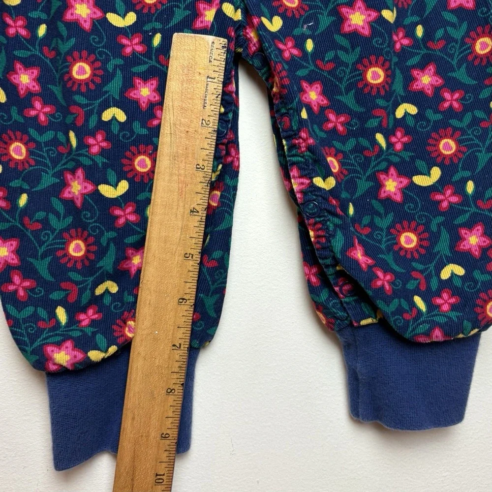 Vintage 1996 Gymboree Floral Holiday Plaid Blue Velvet Corduroy XS 9-18 Months